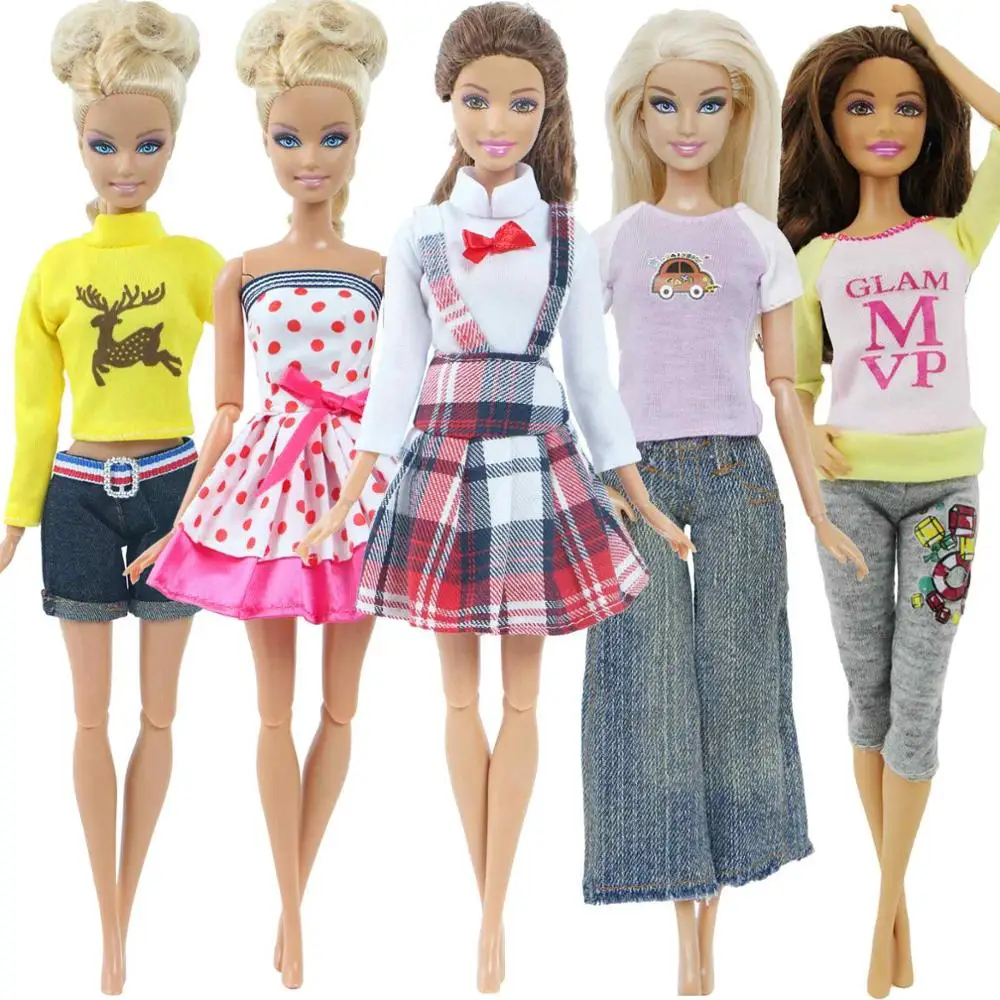 NO DOLL N Мода смешанный стиль наряды Красочные Свадебное Платье футболка брюки DIY Аксессуары Одежда для куклы Барби Детские игрушки - Цвет: NO DOLL N