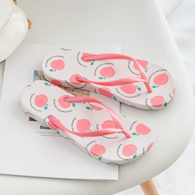 

Summer Flip Flops for Women Strawberry Peach Pink All Black Herringbone Slippers for Girls Size 36-40 Colorful Sunflowers Smile