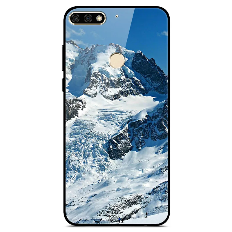 41 D для huawei Honor 7C 7A Pro Чехол, стеклянная задняя крышка, Жесткий Чехол для huawei Honor 7C чехол, модная мягкая ТПУ Рамка Honor 7 A C 5,7 - Цвет: 41