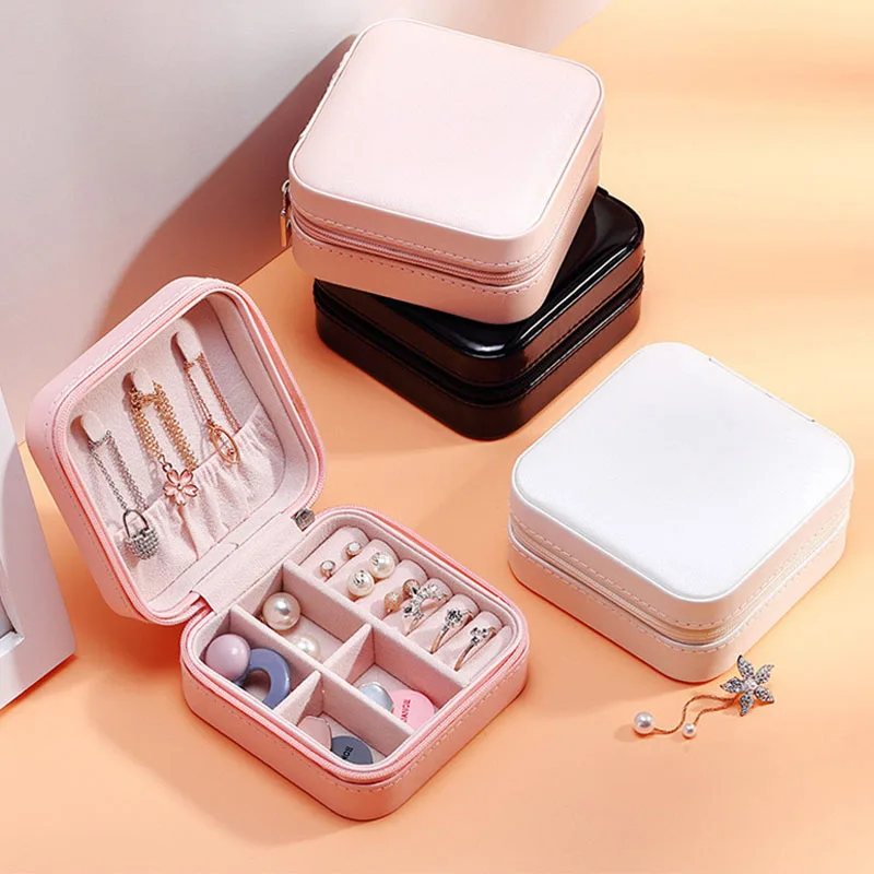 

Single-Layer Simple Storage Box Jewelry Organizer Portable Travel Earrings Ring Storage Containers Bathroom Storage
