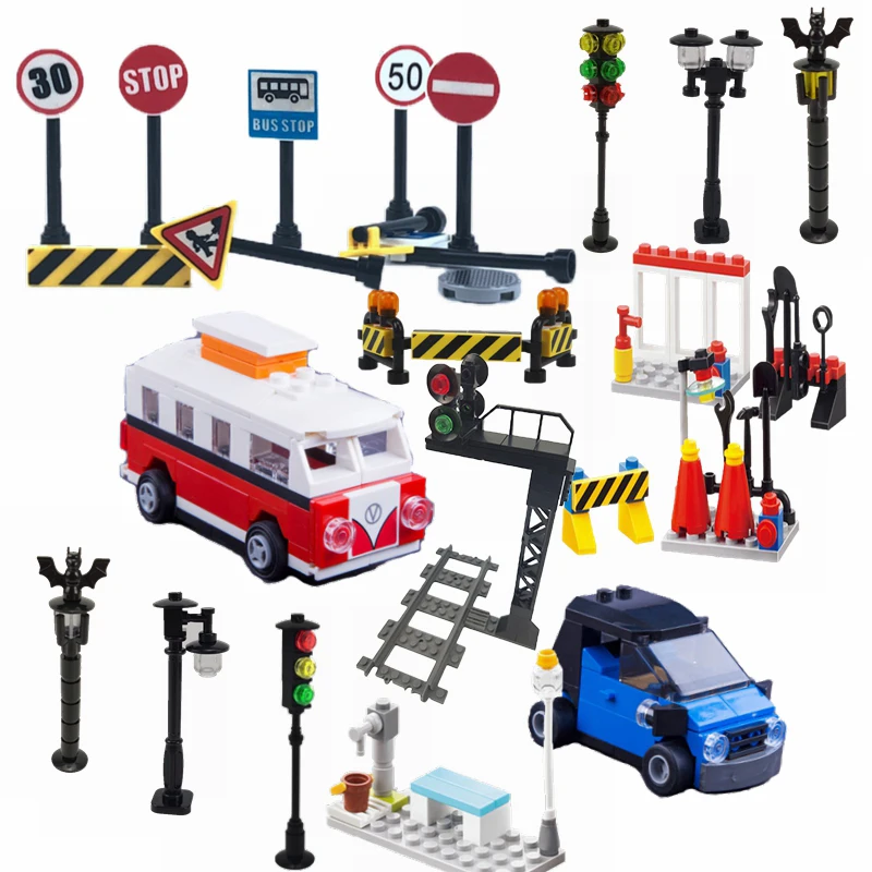 MOC Блокировка поезд трек семафор уличный дорожный светильник автобус городской