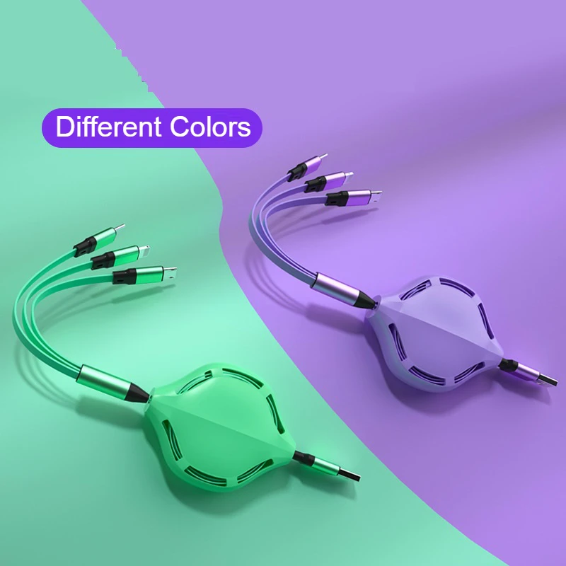 

Nohon 3 In 1 USB Charge Cable for iPhone 11 Pro Max Micro USB C Cable Retractable Portable Charging Type C Cable For Samsung S10