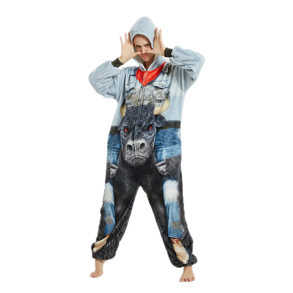 Новинка Пижама комбинезон с рисунками животных одежда для сна унисекс взрослых| |