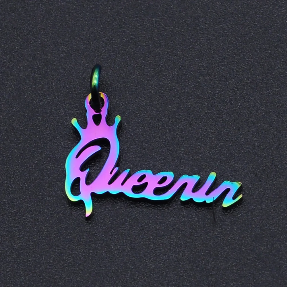 5 шт./лот 100% Подвеска из нержавеющей стали с надписью Queen Word оптовая продажа