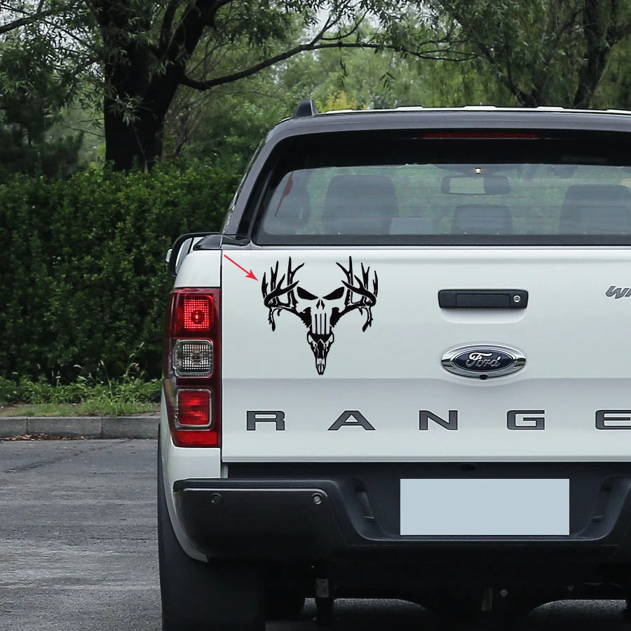 Автомобильные наклейки 1 шт. виниловая графика в виде черепа оленя фотография