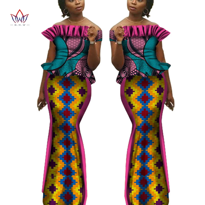 Богатые африканские платья Bazin для женщин комплект одежды юбка топ комплекты с