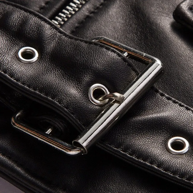 

Leather Slim Lapel Genuine Vest Women Motorcycle Sheepskin Sleeveless Jacket Brand Street Zipper Office Lady Short Waistcoat