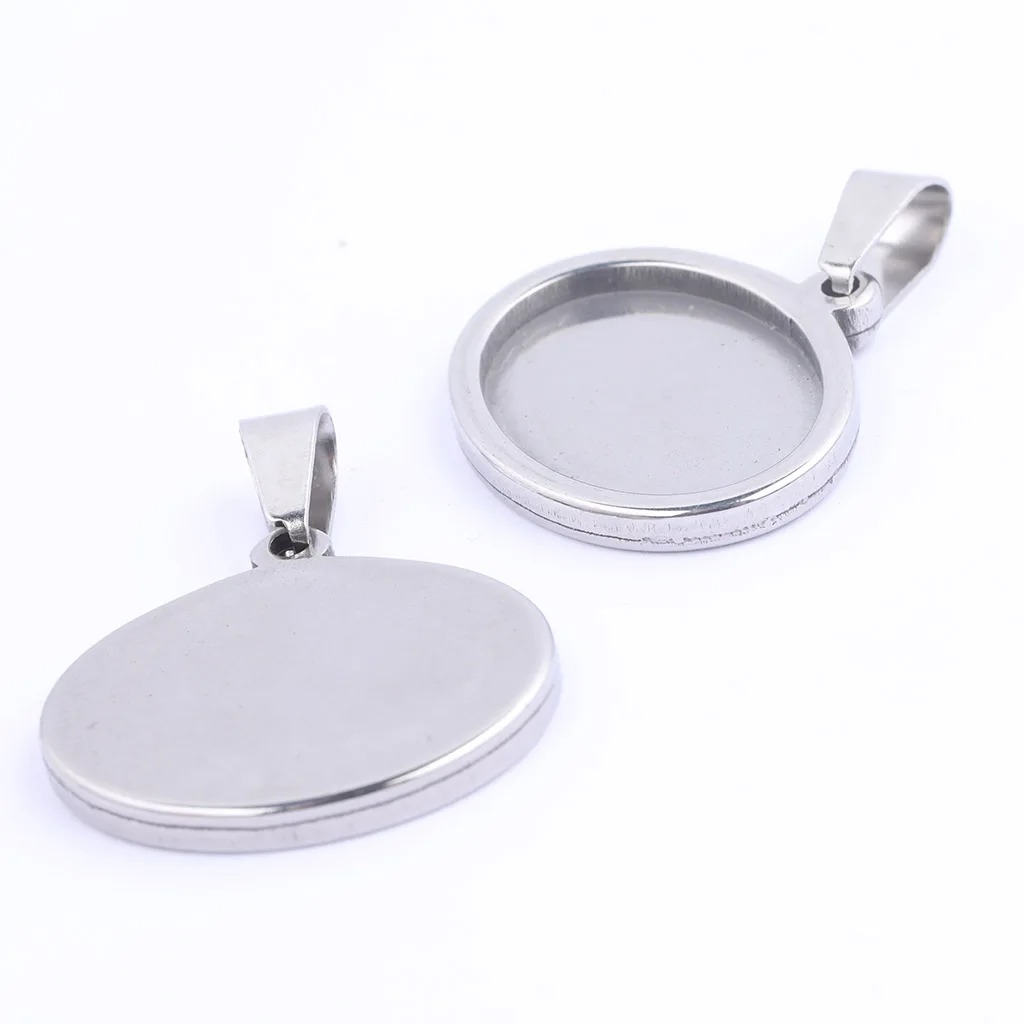 Овальные оправы для кабошона из нержавеющей стали 5 шт./лот Пустые Подвески 13x18 мм