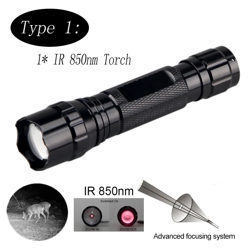 Package 1 (IR 850nm) 300 ярдов Zoomable оружейный светильник зеленый/красный/IR 850nm флэш-светильник Хищник Варминт свинья охотничий страйкбол фонарь+ 18650+ USB зарядное устройство - Цвет: Package 1 (IR 850nm)