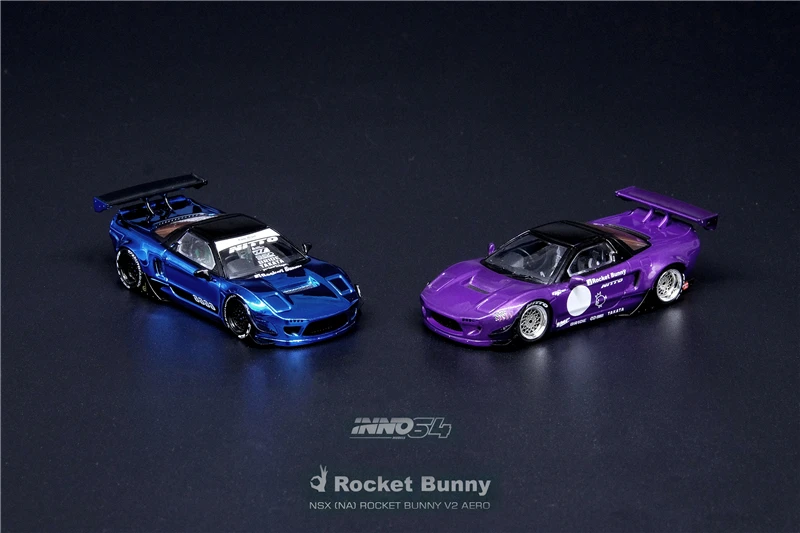 INNO 1:64 Honda NSX (NA) ROCKET BUNNY V2 AERO металлик Фиолетовый/Хромированный синий литая модель