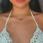 Ожерелье с зеленым камнем в стиле бохо для женщин, модное многослойное ожерелье-чокер золотого цвета с бусинами, ювелирные изделия для вечеринок