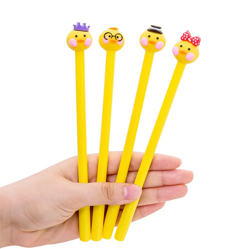20 Pcs Cute Cartoon Little Yellow Duck Gel Pen 0.5mm Black Student Learning Stationery Office Supplies Signature Pen