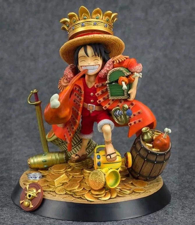

One Piece Anime Captain Pirates Treasure Monkey D Luffy KM Eat chicken drumsticks PVC Action Figure Toys Dolls