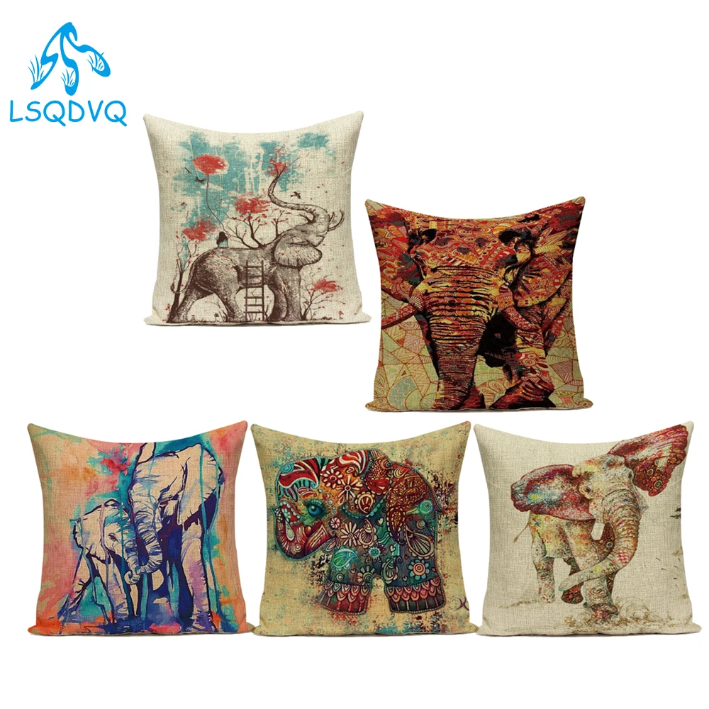 Африканский Стиль масло Paingting Животные слон распыления воды полиэстер наволочки