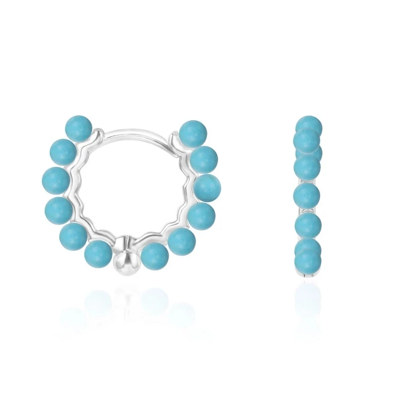 

Серьги-кольца женские из серебра 925 пробы с бусинами