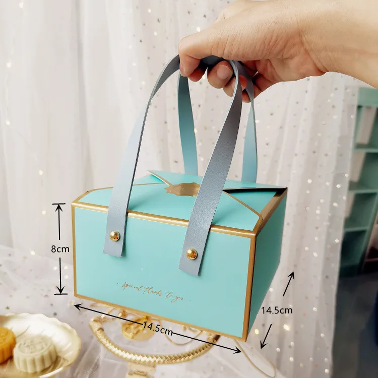 

5pcs Leather Rope Bronzing Protable Paper Box Christmas New Year Gift Decoration Chocolate Candy packaging Packaging Exquisite