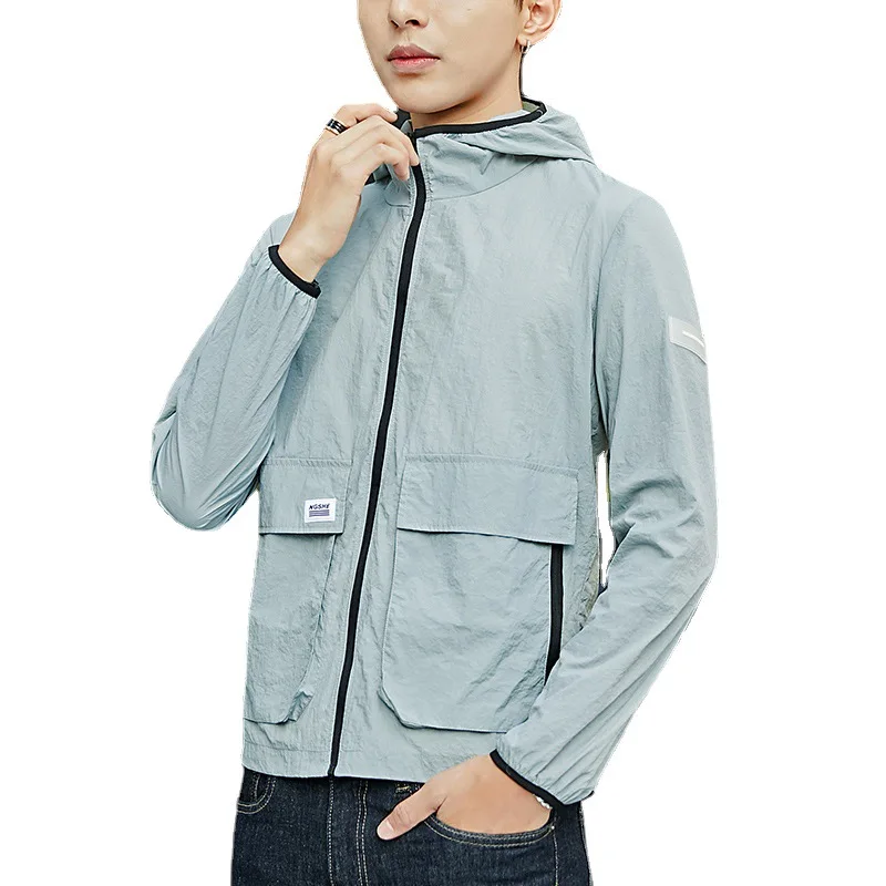 

2021 summer ice silk sunscreen clothing men's breathable sunscreen clothing anti-ultraviolet outdoor skin clothing thin