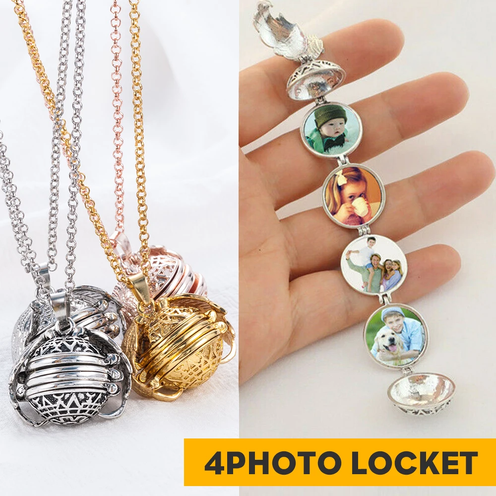 Новая мода Магия 4 фото Золотая Серебряная подвеска памятный, Подвесной Ожерелье с медальоном Крылья Ангела ожерелье с кулоном Мода альбомная коробка ожерелье s