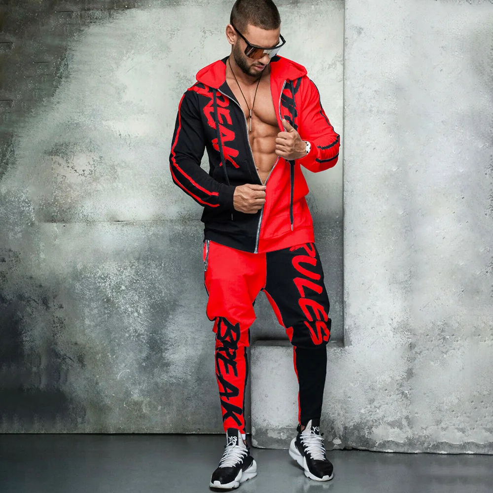

Europe and the United States fitness suit men self-cultivation running training leisure sports double fight two sets