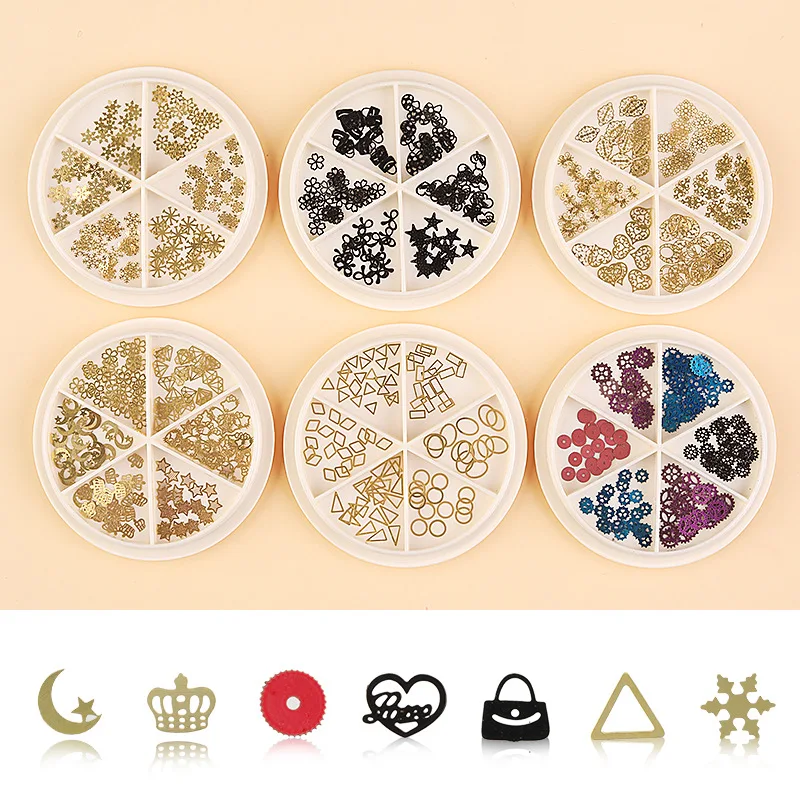 Коробка с 3D наконечниками для ногтевого дизайна запчасти часов скелет панк Стад