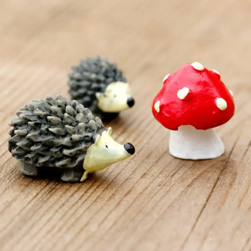 

3 шт./компл. для сада Изделия из смолы искусственный мини-Ежик Red Dot гриб миниатюрный орнамент декоративный еж Цветущий сад