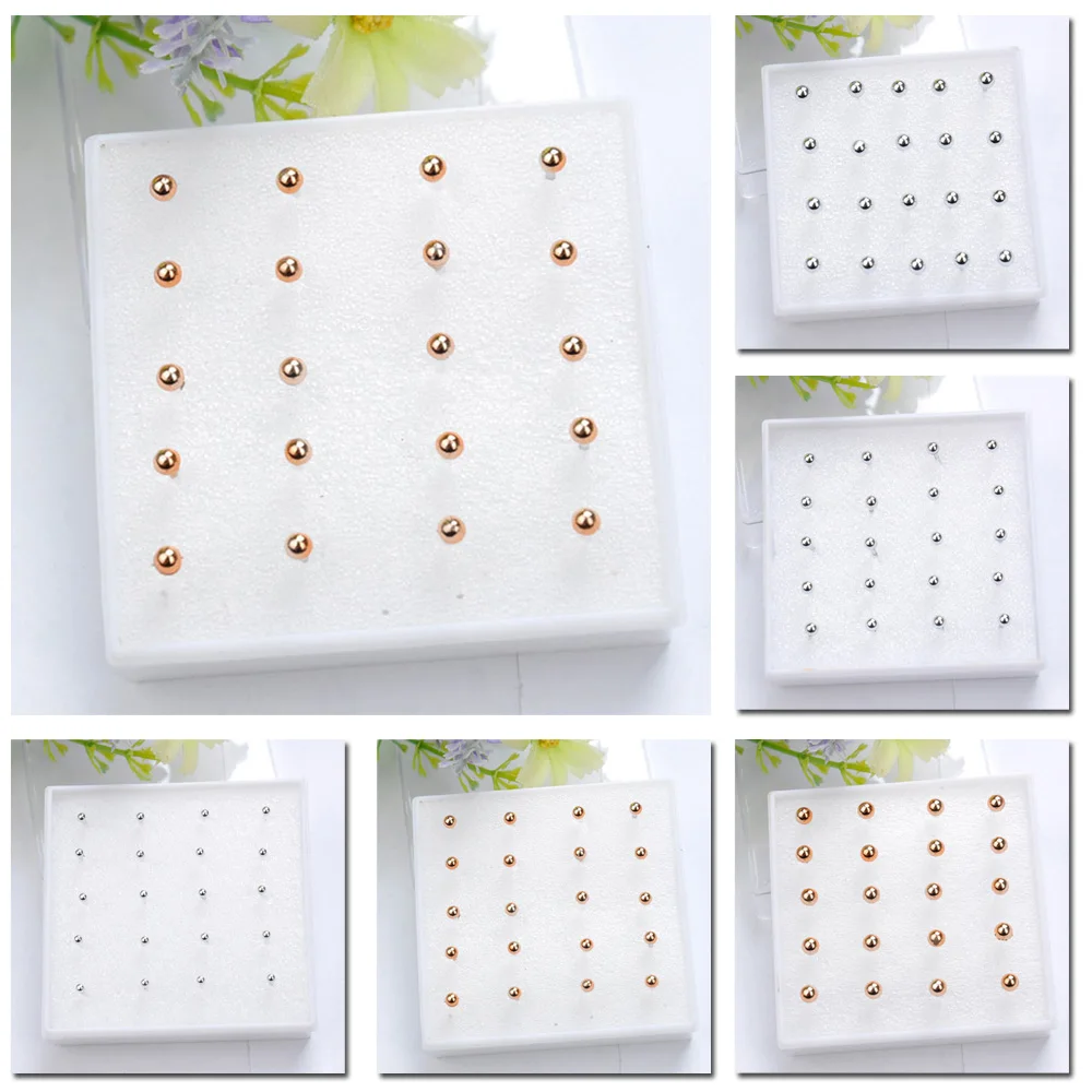 

10 Pairs 2mm/3mm/4mm Gold Plated Silver Silver Stud Earring Ear Pin Ball Bead Head Earrings Ear Studs Jewelry