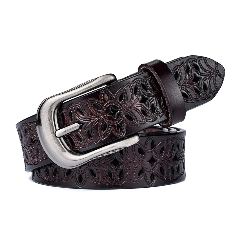

New ladies belt pin buckle Korean leather belt youth hollow out all-match leather pants belt with jeans