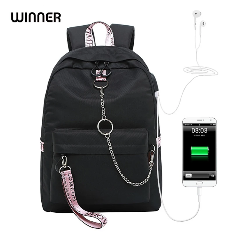 Школьный рюкзак WINNER для мальчиков и девочек Одноцветный USB подростков
