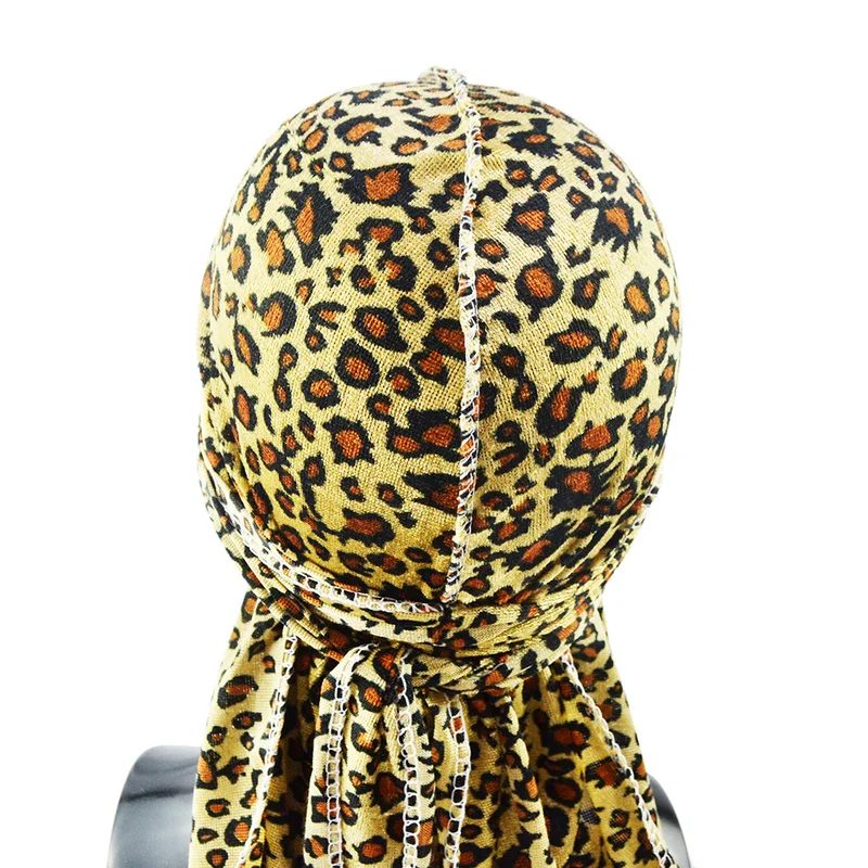 Бархатная мужская шапка с длинным хвостом Helisopus осенне-зимний Леопардовый