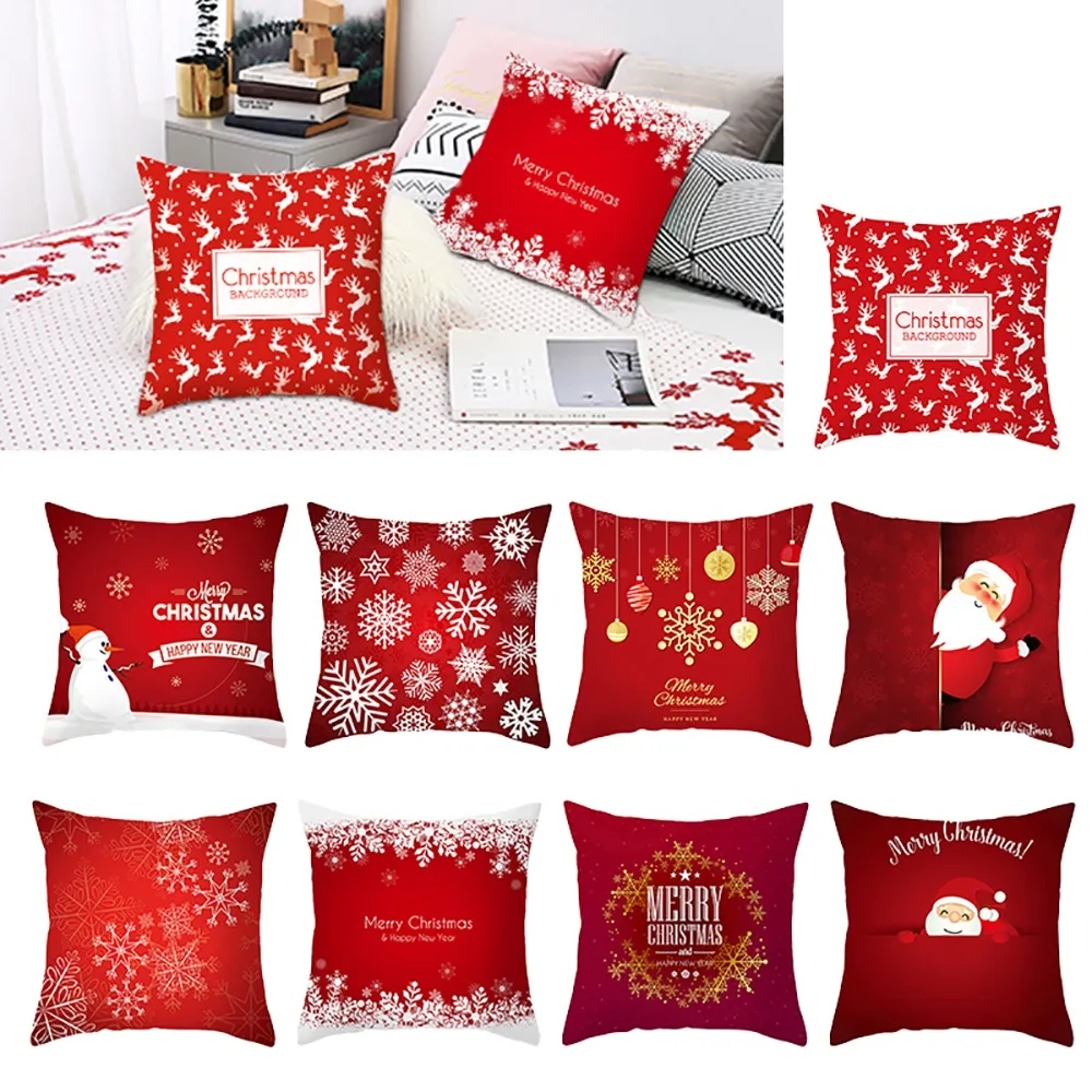

45x45cm Santa Claus Snowflake Christmas Pillowcase 2022 Christmas Decor for Home 2021 Merry Christmas Ornament Navidad Xmas Gift