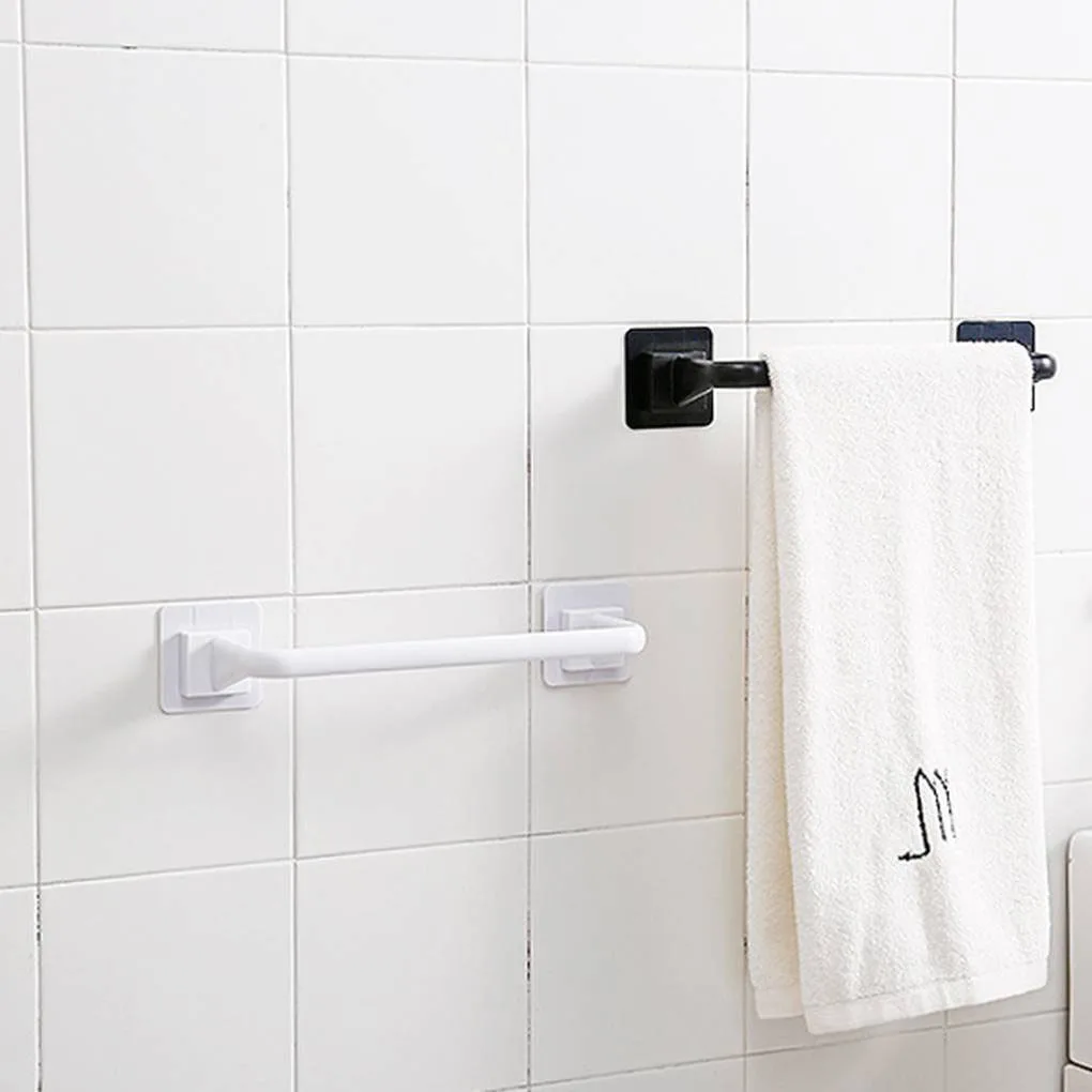 

Towel Bar Black And White Simple Self-Adhesive Free Punching Bar Shelf Rack Holder Toilet Roll Paper Hanging Hanger S/L Size