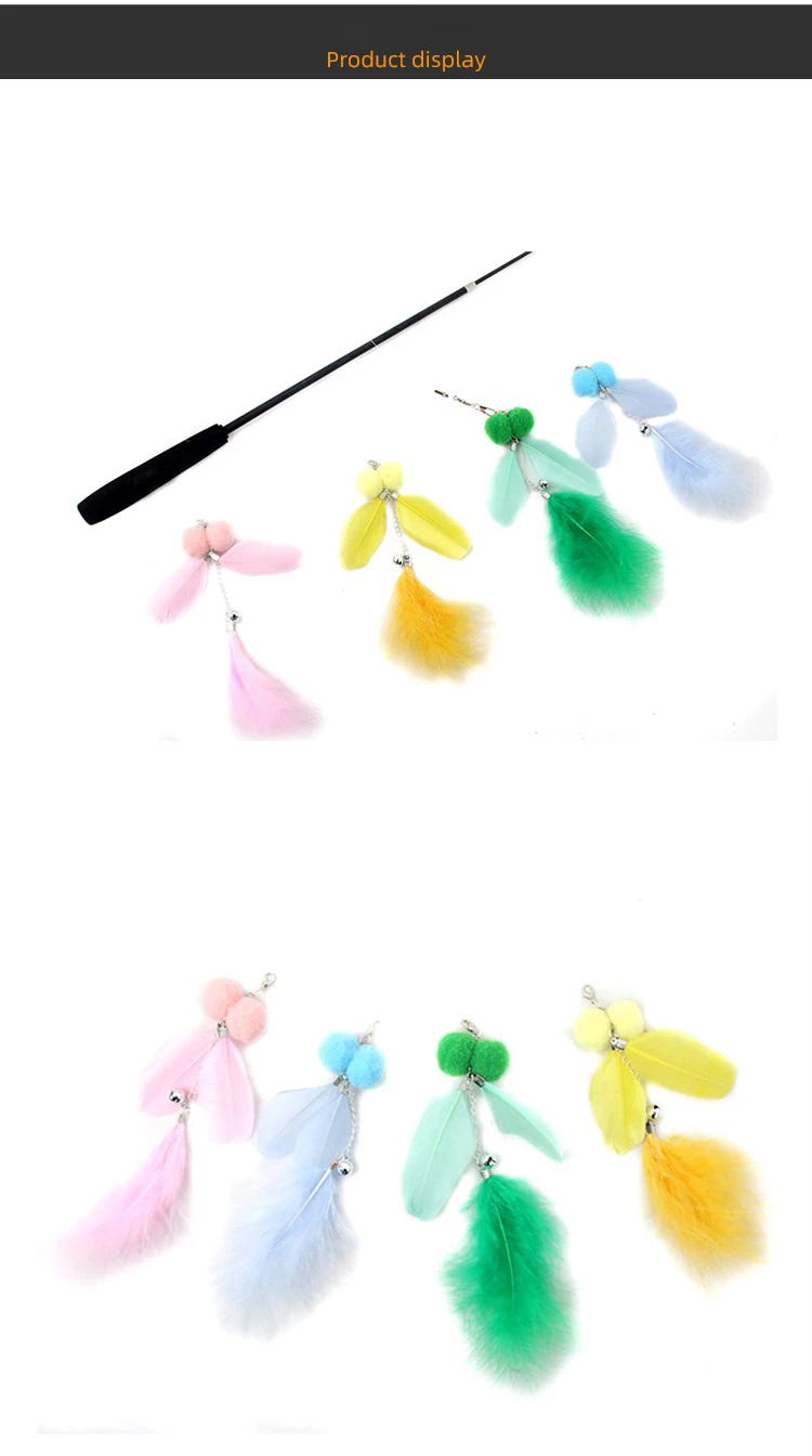 

5 шт. Замена кошка игрушка с перьями, палочки для кошек с колокольчиком кошка палочка-Дразнилка с перьями питомец котенок интерактивная игру...