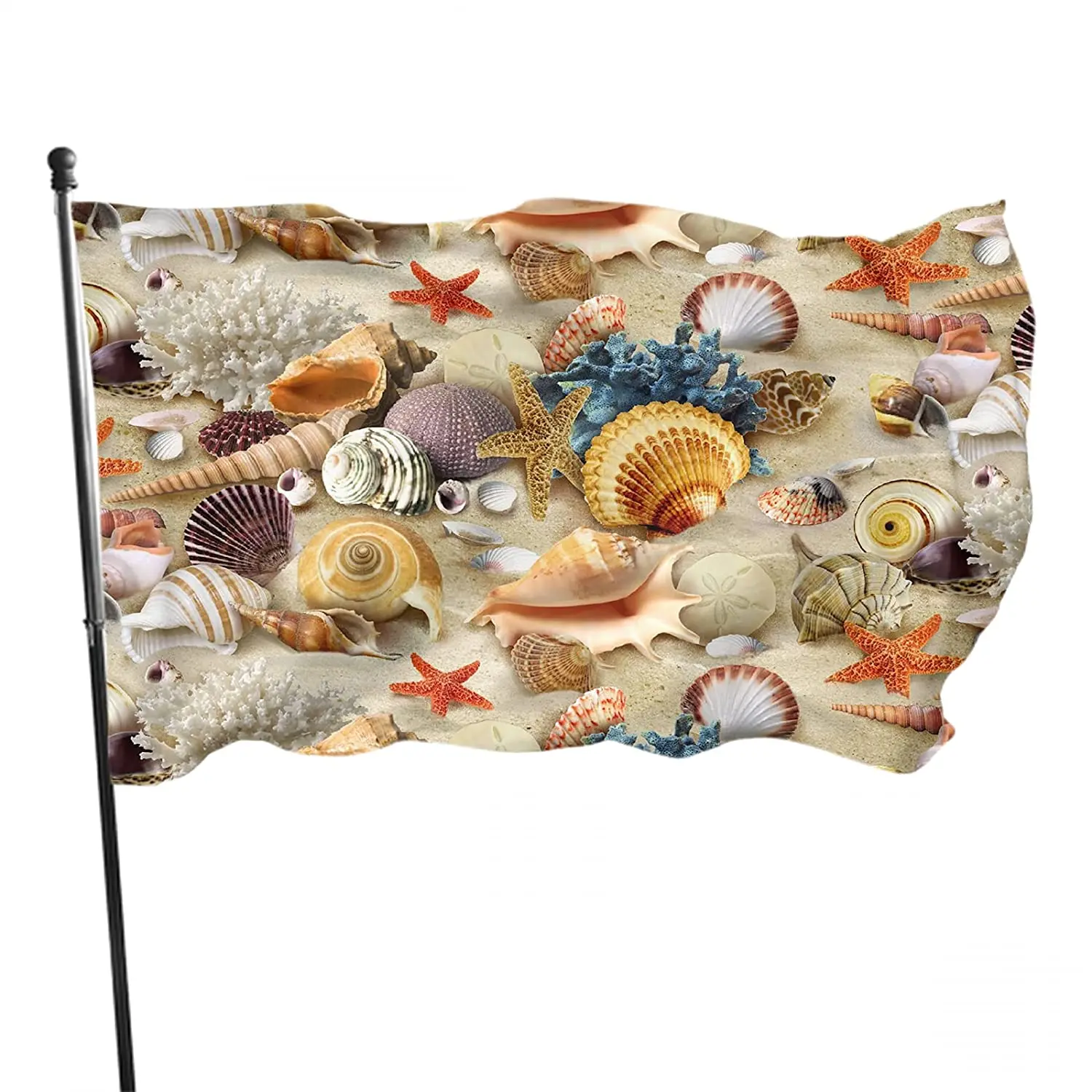

Флаг в виде ракушки, морской звезды, морской ракушки, яркий цветной баннер, знак для двора, реклама, наружный и внутренний подвесной Декор