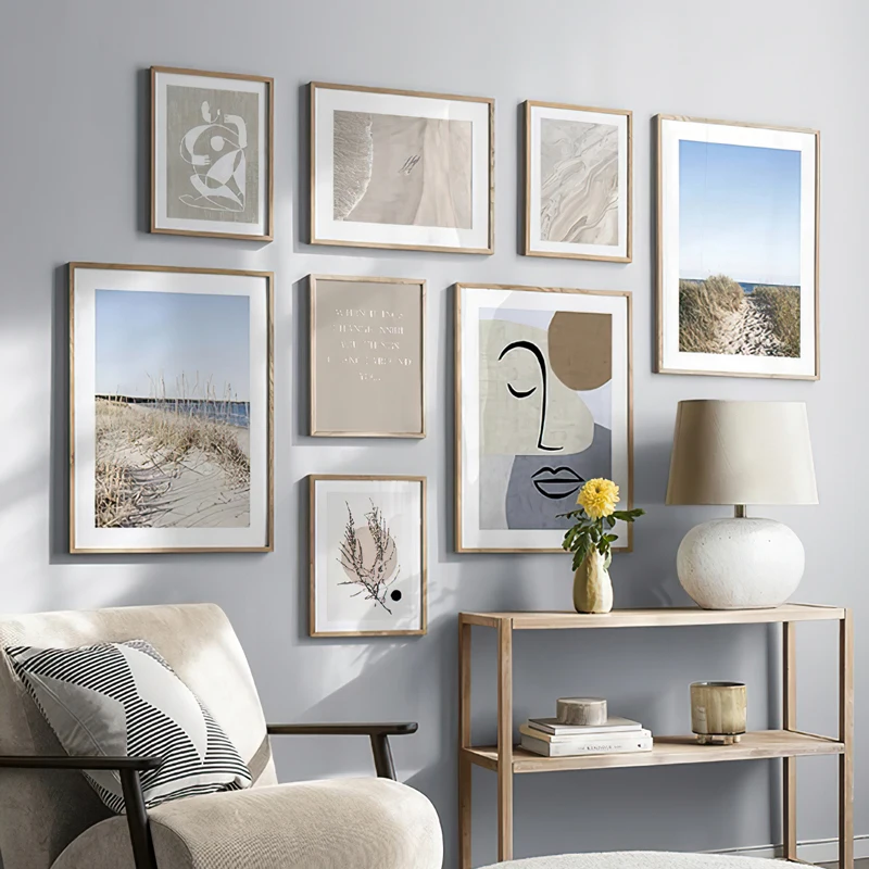 

Scandinavian Travel Landscape Seaside Beach Canvas Grass Painting Nordic Poster Print Wall Art Picture Modern Living Room Decor