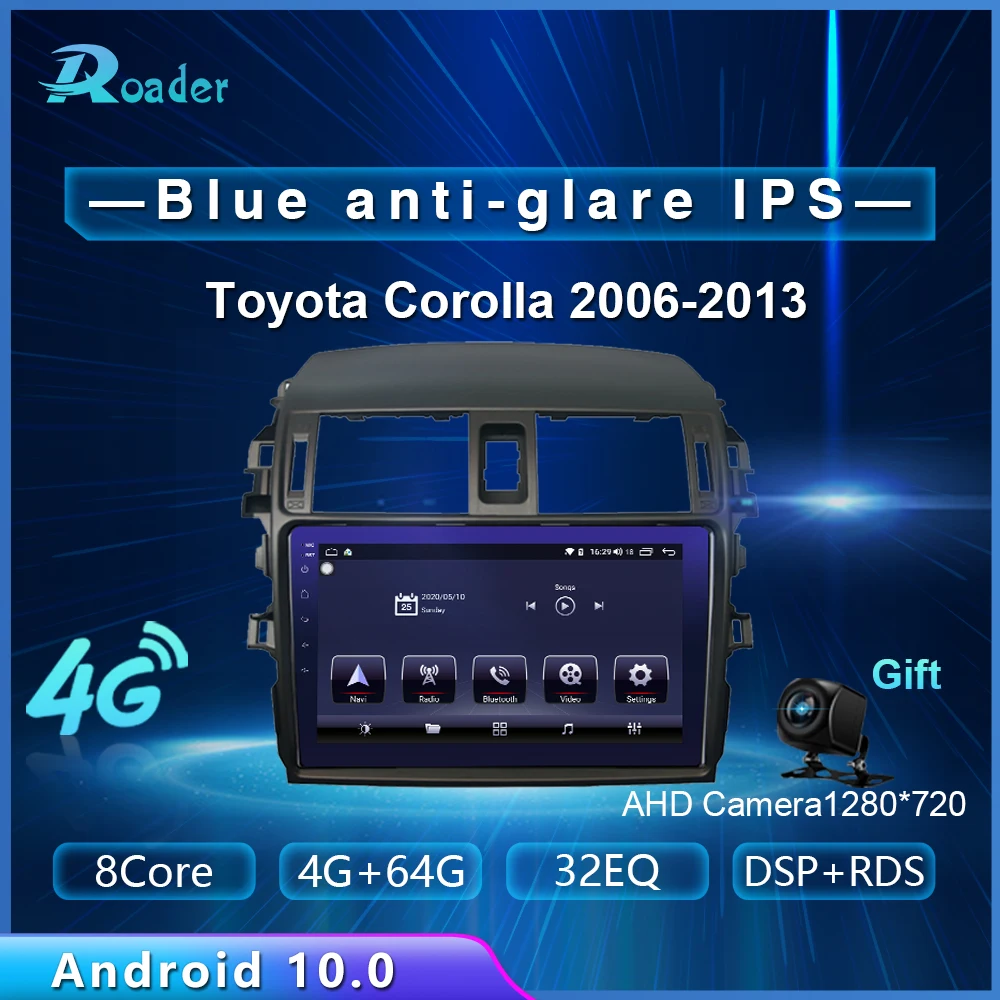 Автомобильный мультимедийный плеер Roader Android 10 0 автомобильный DVD для Toyota Corolla E140 E150