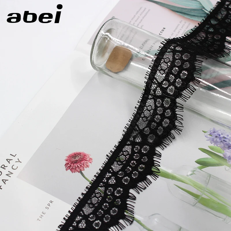 3 ярдов/партия 5 см кружевная лента с вышивкой ресниц Черная ткань для