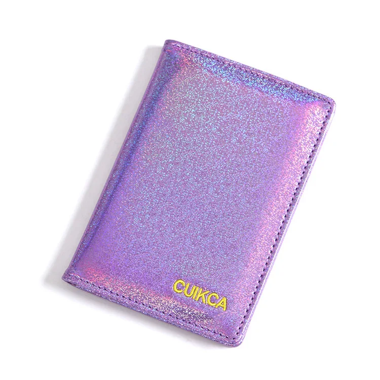 

Cross-border Laser Sequin PU Passport Wallet Wallet Version Multi-function Document Bag Creative Literary Fresh Passport Holder