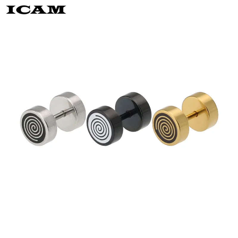 ICAM Мода 1 пара/лот 3 цвета серьги-гвоздики из нержавеющей стали Панк штанга форма