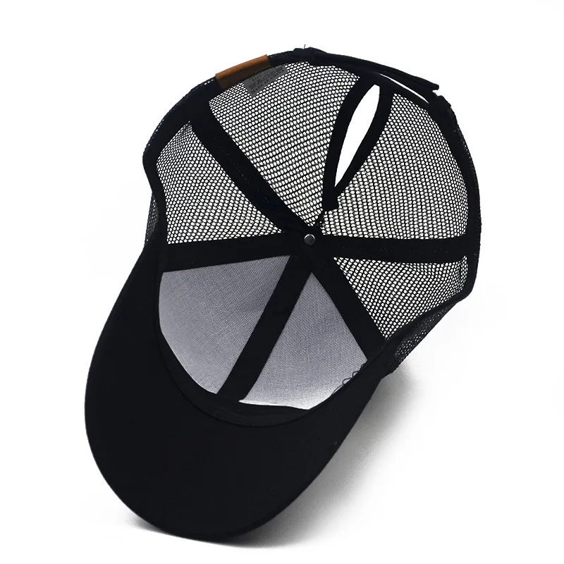 Бейсболка с сеткой для мужчин и женщин кепка в стиле кэжуал регулируемая черная 1