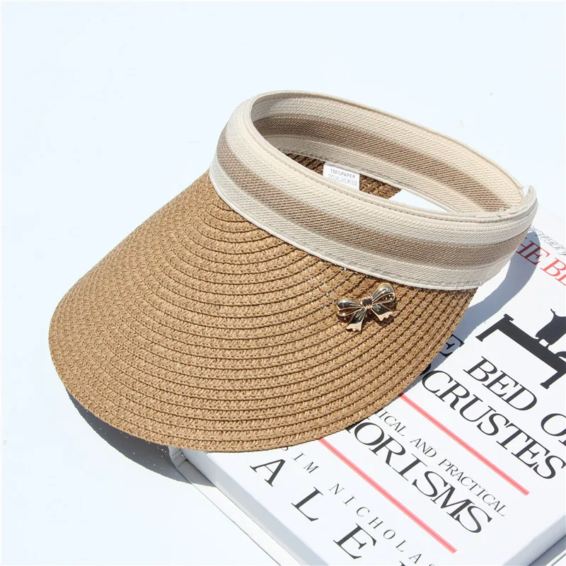 Летняя женская Соломенная Солнцезащитная шляпа с бантом козырек кепка s ручной