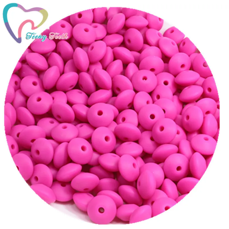 Fuchsia Teeny Teeth 20 шт. Силиконовые Прорезыватели для зубов Abacus бусины в форме чечевицы DIY цепочка для прорезывания зубов красочные чечевицы Силиконовые Прорезыватели блюдца свободные бусины - Цвет: Fuchsia