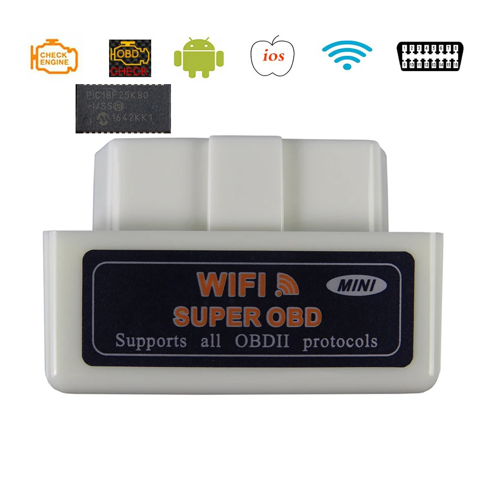 Super ELM327 WIFI OBD2 V1.5 автомобильный диагностический сканер для IOS Android ELM 327 V 1 5 Elm Wi Fi OBDII