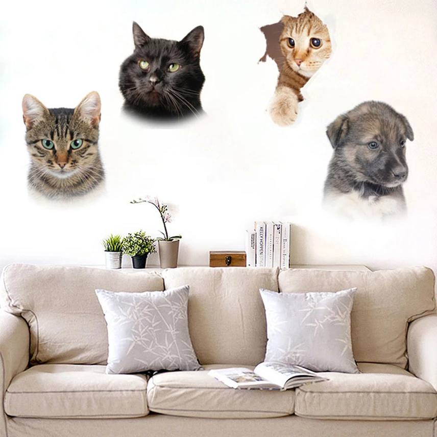

Toilet Stickers 3D Cat Vivid Wall Stickers Fashion Lovely Animal PVC Waterproof Decal For Bathroom Toilet Kicthen Decor