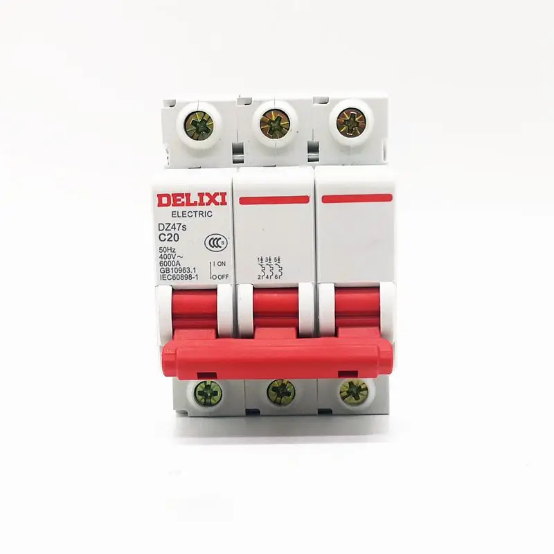 Автоматический выключатель DELIXI DZ47S Тип C 3 полюса 1A 3a 6a 10A 16a 20A 25A 32A 40A 50A 63a MCB