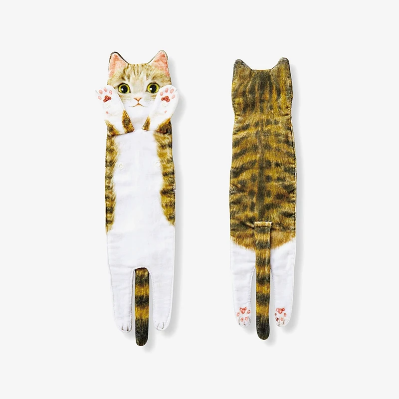 

Newly Long Cat Shaped Towel for Home Quick-dry Hand Towel with Buckle for Bathroon Kitchen Looks Like a Real Kitten 15*52cm m99
