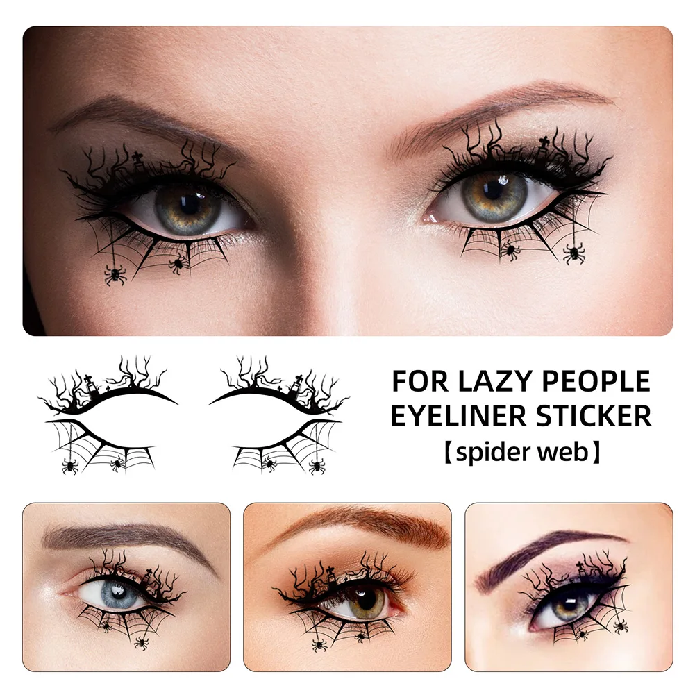 

4pcs Temporary Eye Tattoo Stickers DIY Waterproof Flash Disposable Eyeshadow Eyeliner Face Sticker Halloween Makeup Tool