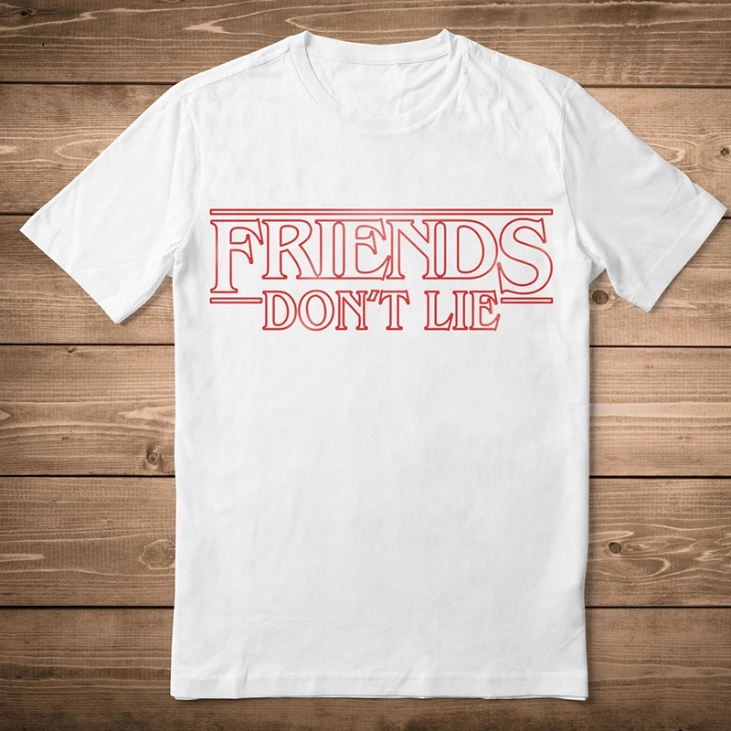 Футболка женская с надписью Friends Dont Lie Модный повседневный топ забавными рукавами