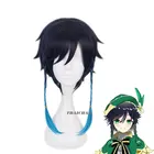 Парики для косплея Genshin Impact, термостойкие, синие, короткие, с градиентом, 2021