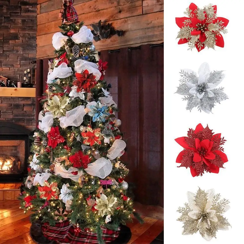

1pcs Christmas Flowers Christmas Tree Decorations Flowers Accessories Holiday Accessories Decoration Wreath Christmas Z4X1