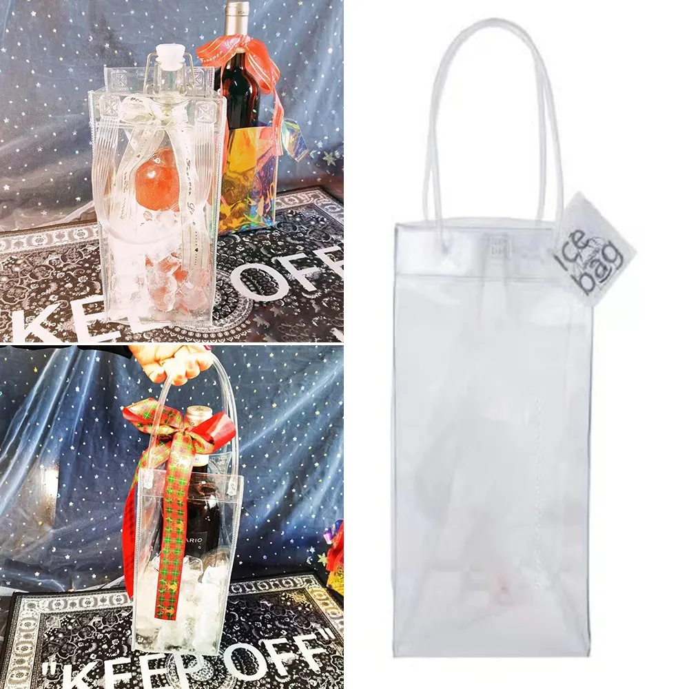 

Champagne Red Wine Bottle Refrigerated Bag Transparent Leak Proof Ice Wine Bag Food Cooler Box Tote Storage Ice Bags Barware